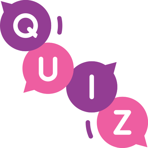 Het woord quiz gespeld in tekstwolken